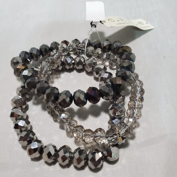 C.A.K.E. 3pc stretch glass beaded bracelet in 3 colors - Picture 2 of 5